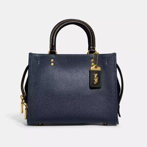 NWT Coach Rogue Bag 25 In Regenerative Leather Dark Denim Purse handbag Blue
